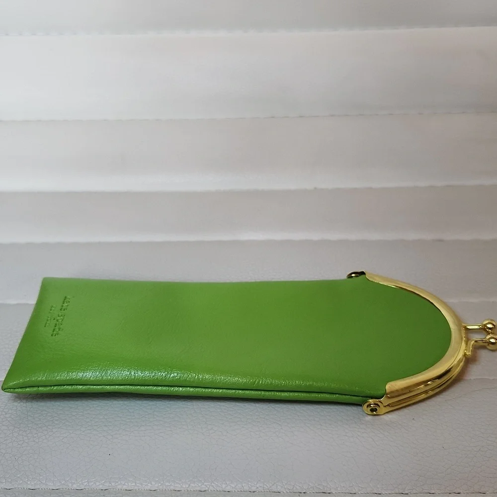 Kate Spade Green Leather‎ Kiss Lock Eyeglass Case Wink Wink 804167